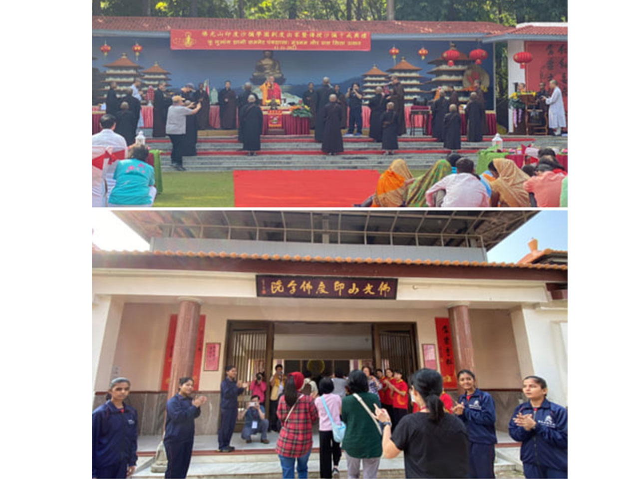 心定和尚於沙彌學園為沙彌 剃度暨傳授沙彌十戒/ 佛光山印度佛學院     列隊歡迎