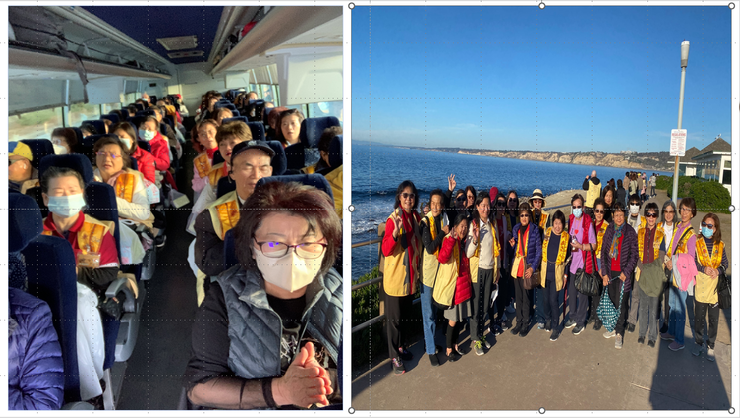 迎著晨光做早課，揭開旅程序幕 在La Jolla Cove欣賞海景