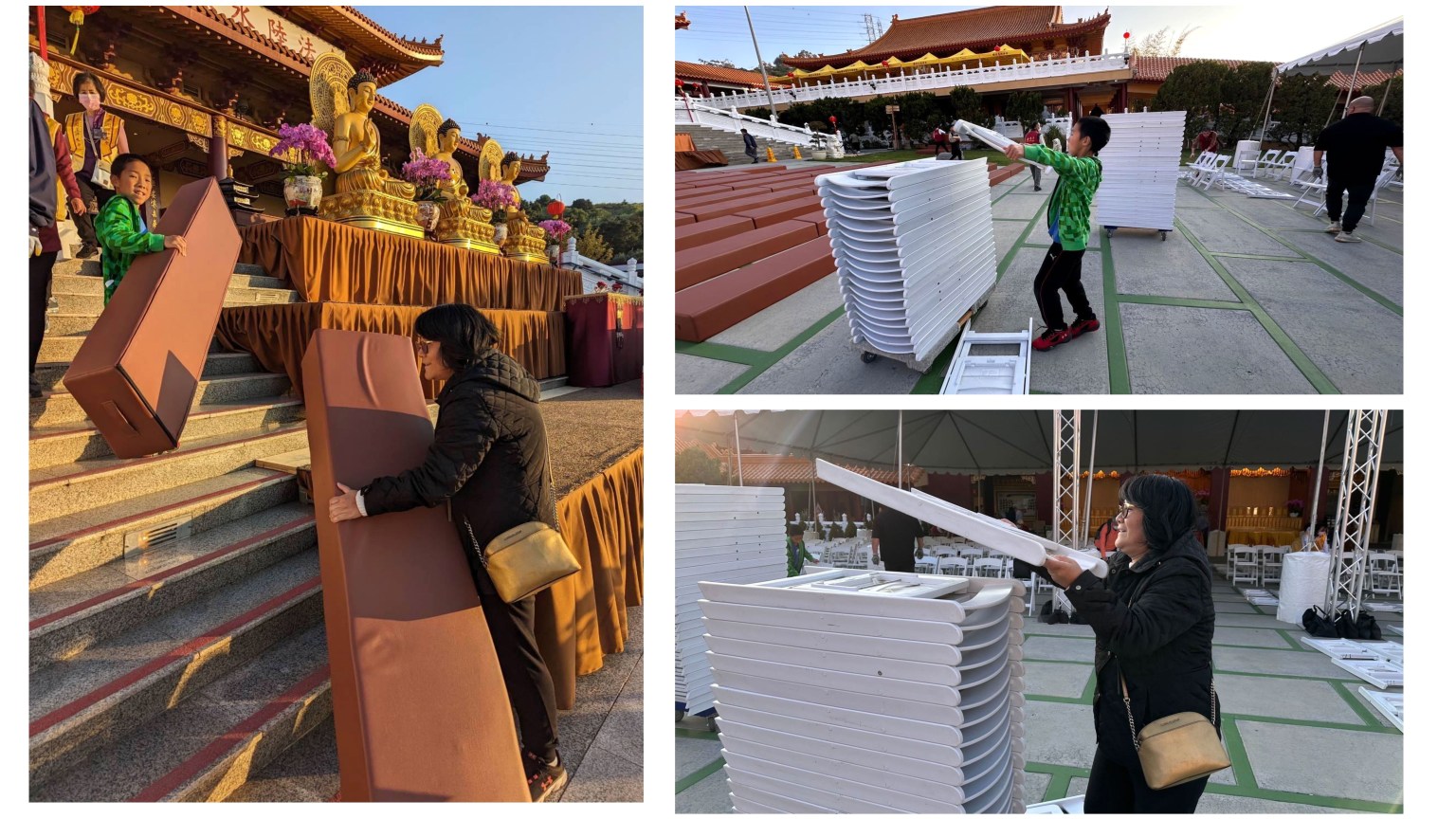 會員吳簡帶著兒子Marvin 一起來參加法會，同時也幫助大法會的佈置和善尾，收穫滿滿