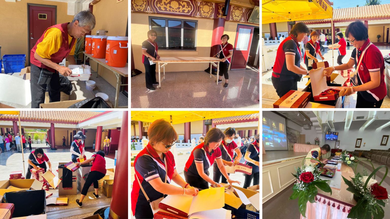 分會會員和長提分會一起照顧法堂的信眾，大家分工合作，集體創作，圓滿任務。