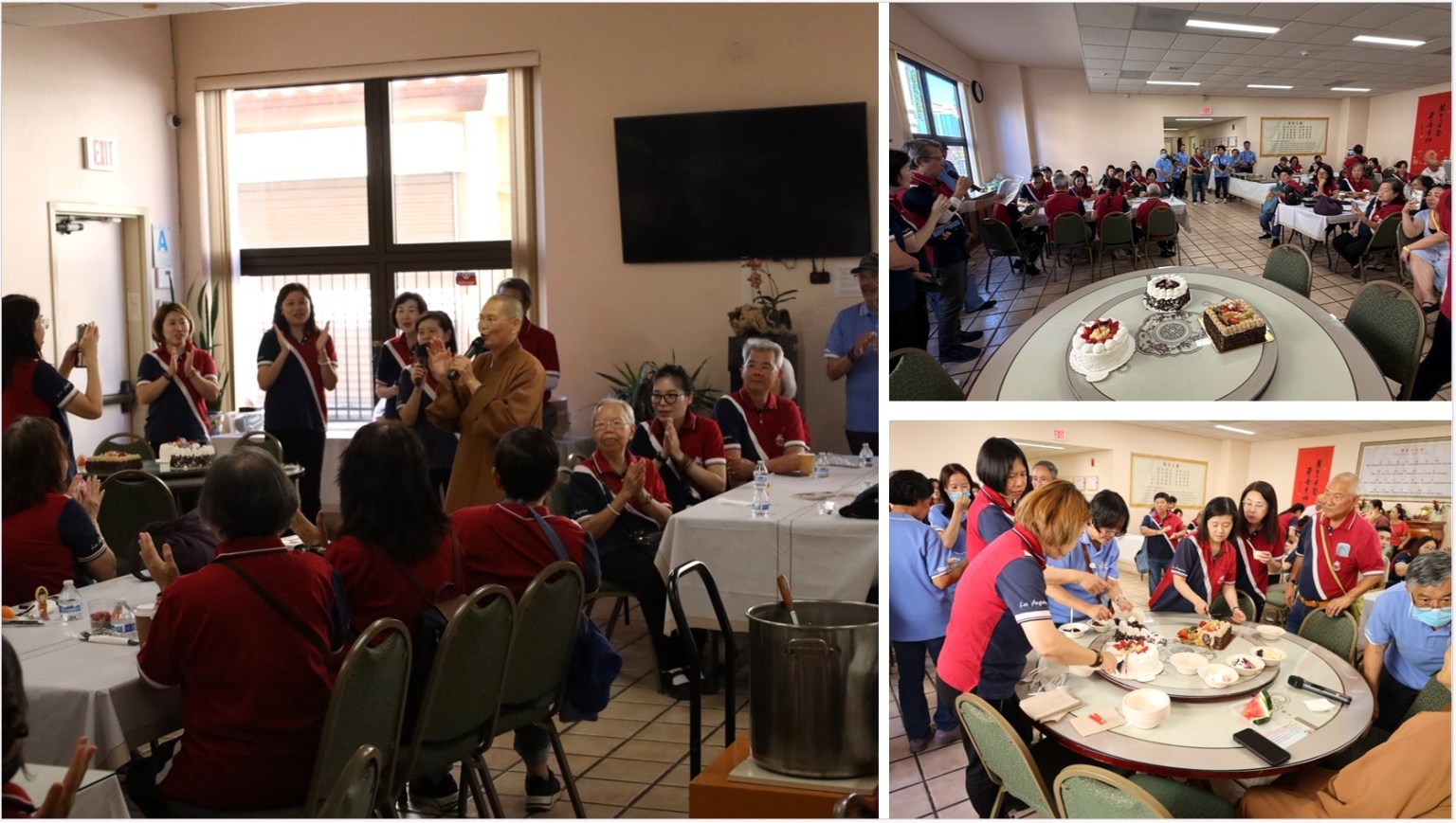 在依宣法師帶領下，齊唱生日歌，為大家集體慶生，並以「無量壽、無量光」祝福大家。每一位與會者在祝福聲中，共同點燃心燈、許下心願，現場法喜洋溢。依宣法師也勉勵大家珍惜因佛光山、佛光會而結下的善緣。