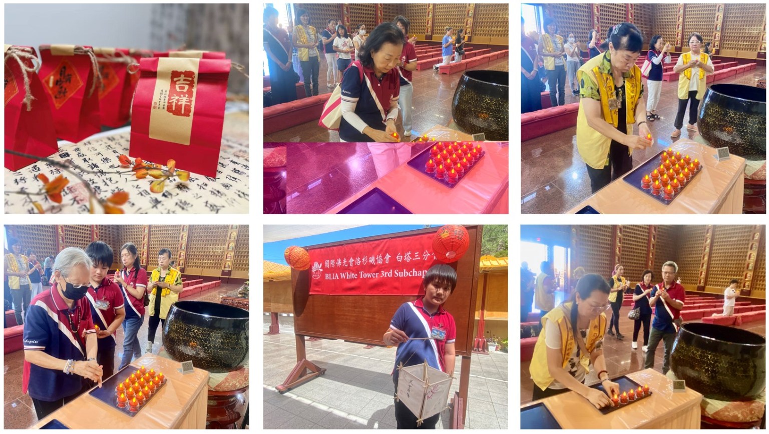 大家依序獻燈，燭光與佛光交相輝映，象徵心燈同明。