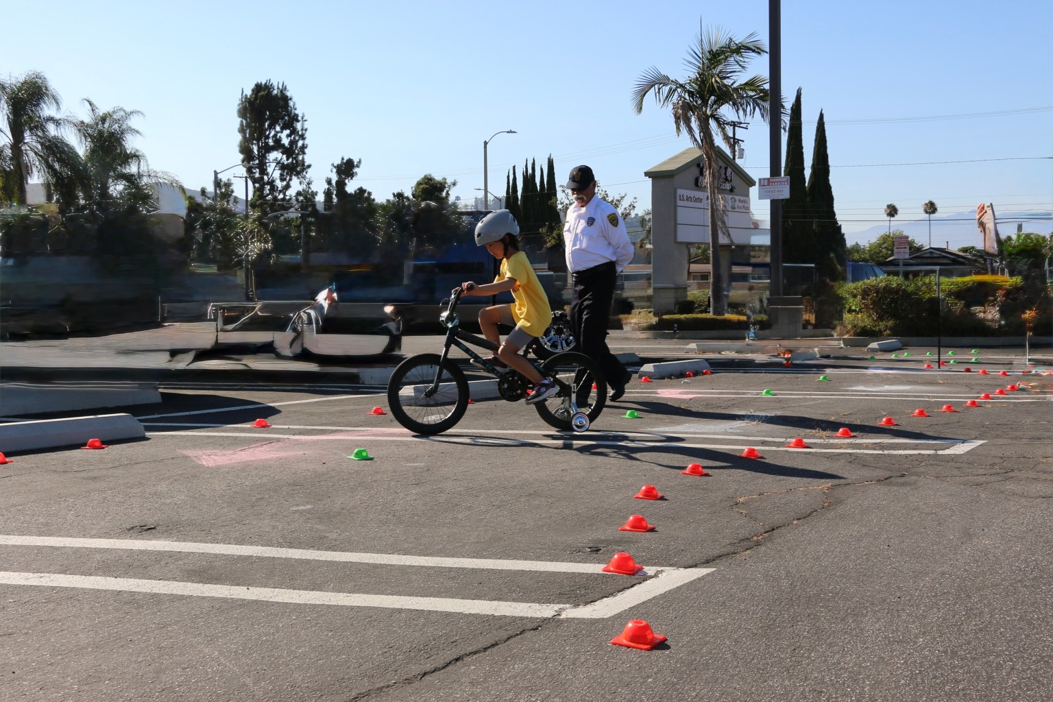 The California Highway Patrol (CHP) hosts a Bike Rodeo, distributing helmets and promoting bicycle safety.