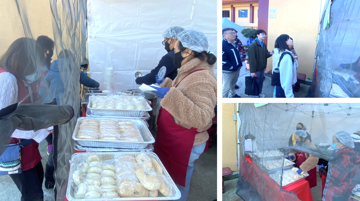 白塔三與河濱分會共同承擔其中一個攤位，會員們齊心投入, 從攤位佈置、到介紹、打包、補貨與收銀，大家分工合作、互相支援，皆以歡喜心服務大眾。