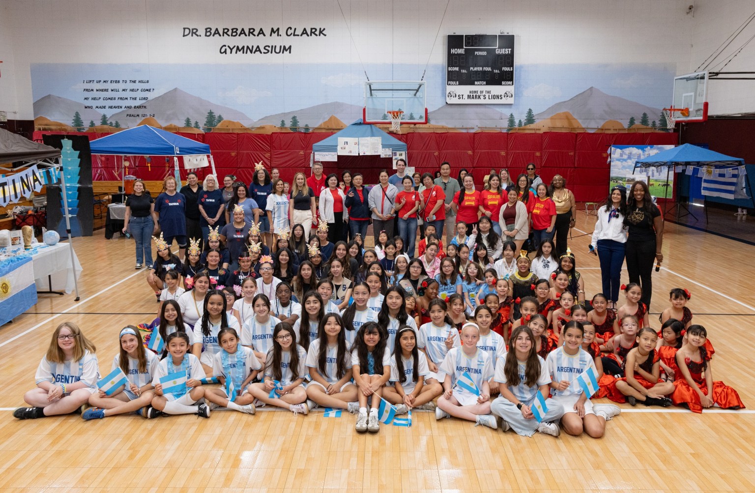 Group photo of the seven participating Girl Scout troops.